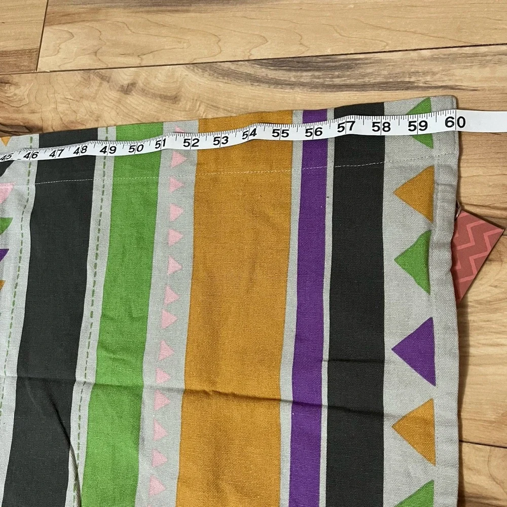 Gudrun Sjoden Modern Striped Geometric Print Cafe Curtain Valance with Ties